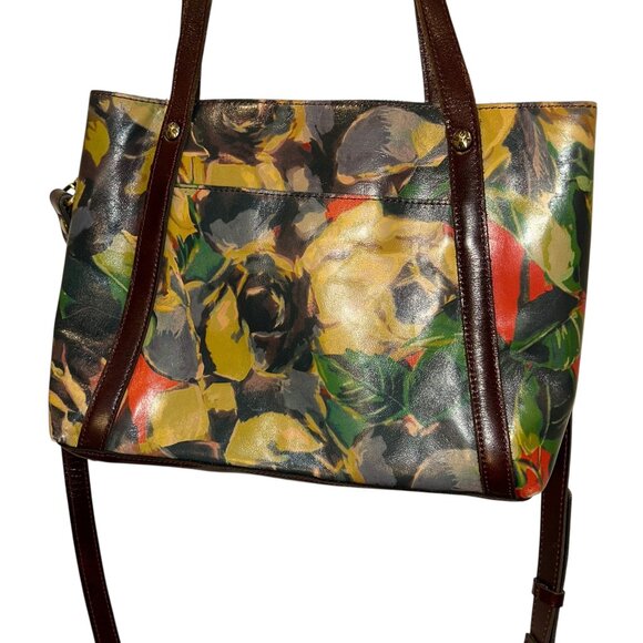 patricia nash STUNNING Fall painted Floral print leather cross body satchel bag - Picture 3 of 9